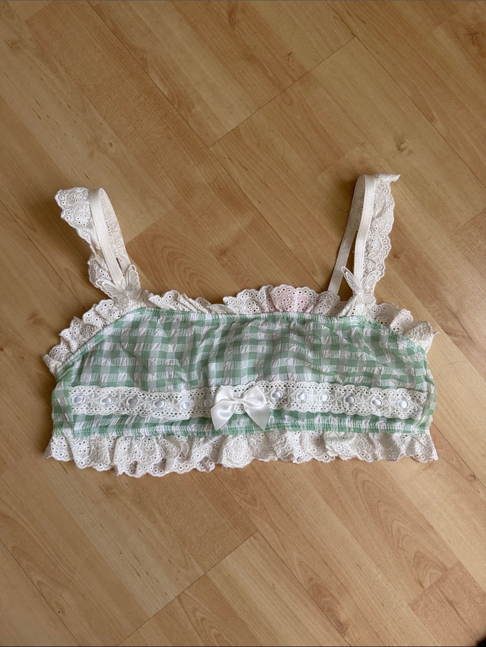 Sugar Thrillz Morning Luxe Mint Gingham Lace Bralette
